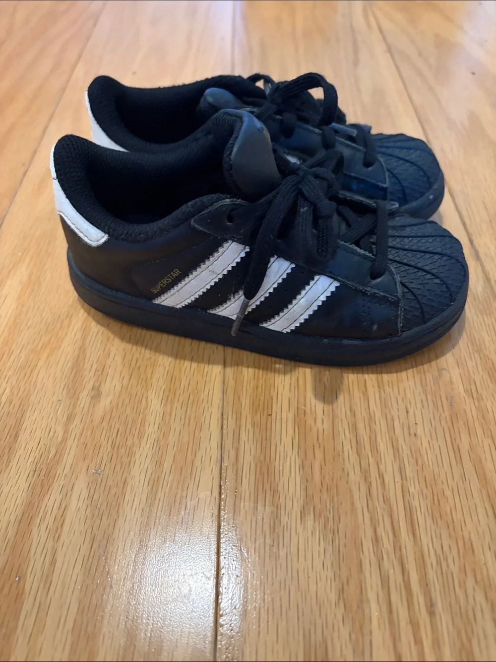 adidas Kids Black Sneakers with White Stripes